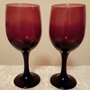 Vtg Pair Premiere Brandywine Libbey Wine Glasses